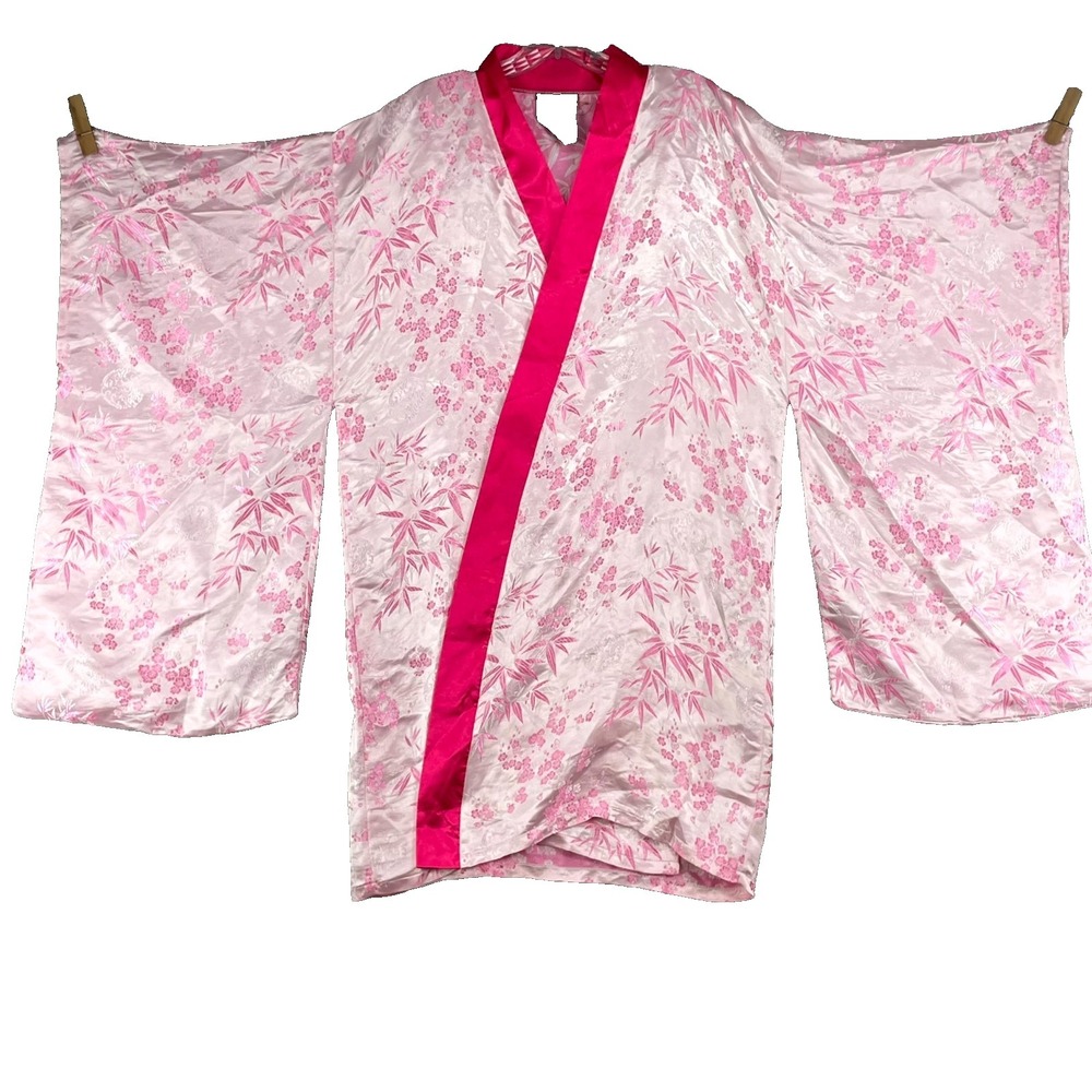 Underwraps Japanese Kimono Costume Robe Adult Large Satin Floral Geisha Cosplay